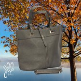 YehWang - Schouder Handtas Tas - Skai Leer - meerdere vakken - Kiezel Grijs - 40x33 cm - Volwassenen - Unisex - Casual Feest - Zakelijk