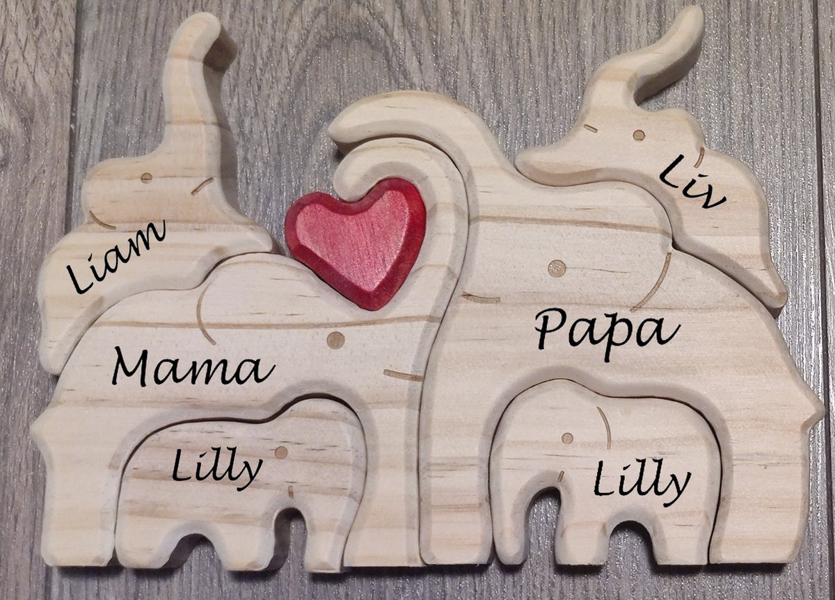 Goedkoopste Gepersonaliseerde olifanten familie - geboorte - kraam cadeau - puzzel - 6 olifanten