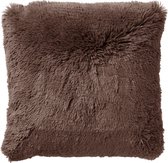 Dutch Decor FLUFFY - Sierkussen 60x60 cm - superzacht - XL kussen - Chocolate Martini - donkerbruin - Inclusief binnenkussen