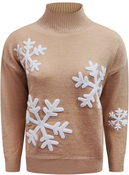 Pull de Noël Flocons de Neige 3D Rose - Femme