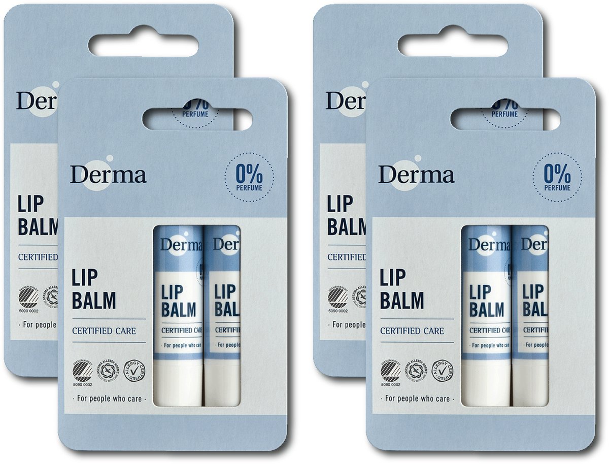 Derma Family Lippenbalsem - 4 x 2-pack - Parfumvrij