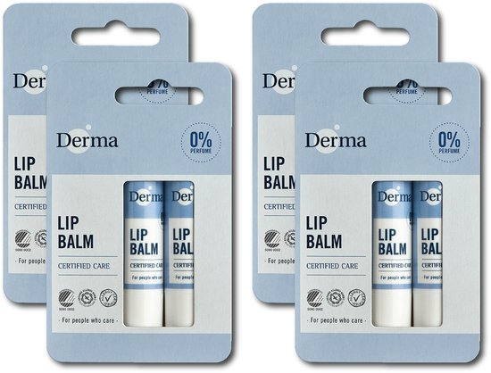 Derma Family Lippenbalsem - 4 x 2-pack - Parfumvrij