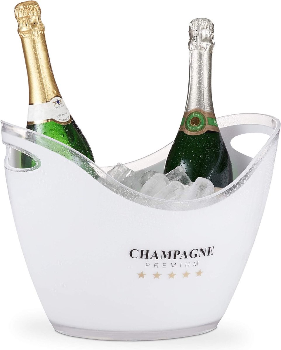 PEAM Champagnekoeler Met Handvaten 6L Premium Ijsemmer Robuust Draagbaar Wijnkoeler Bierkoeler Wit