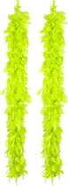 Boa kerstslingers - met veren - 2x st - neon groen - 180 cm - 50 gram - kerstversiering