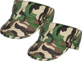 Boland Boland Carnaval verkleed Soldaten hoed/cap/petje - 2x - camouflage groen - volwassenen - Militairen/leger thema