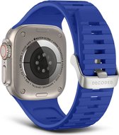 DECODED Siliconen Apple Watch Ultra Sport Bandje - Geschikt voor Grote Series 1-9 / SE / Ultra Modellen - Waterproof en Sterke Sluiting - Galactic Blue