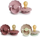 FRIGG DAISY Fopspeen set 3 stuks Baby Pink,Croissant Glow en Powder Blush 6-18 maand