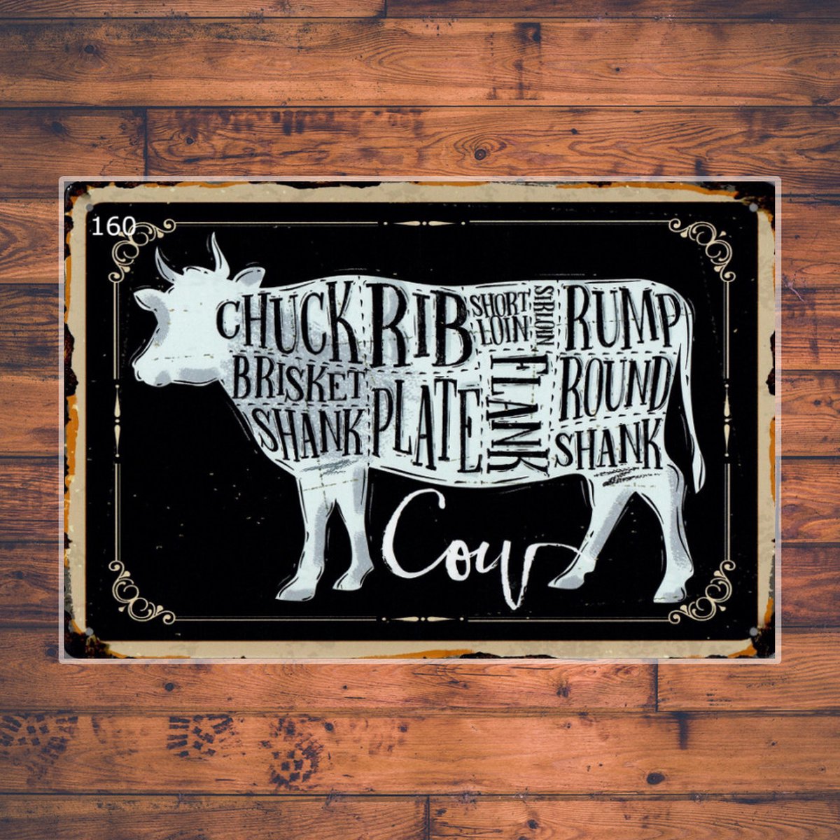 Wandbordje BBQ cow Koe