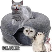 Celuxer™ Kattentunnel en kattenmand in 1 – Kattenspeelgoed Speeltunnel Kattenhuis – Kattenhol Rond Kattenspeeltjes - Donker grijs