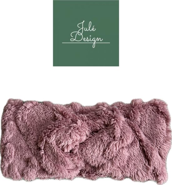 Julé Design winter teddy haarband oud roze kabel meisjes