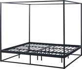 Lit à baldaquin Kristianstad avec sommier 180x200 cm noir