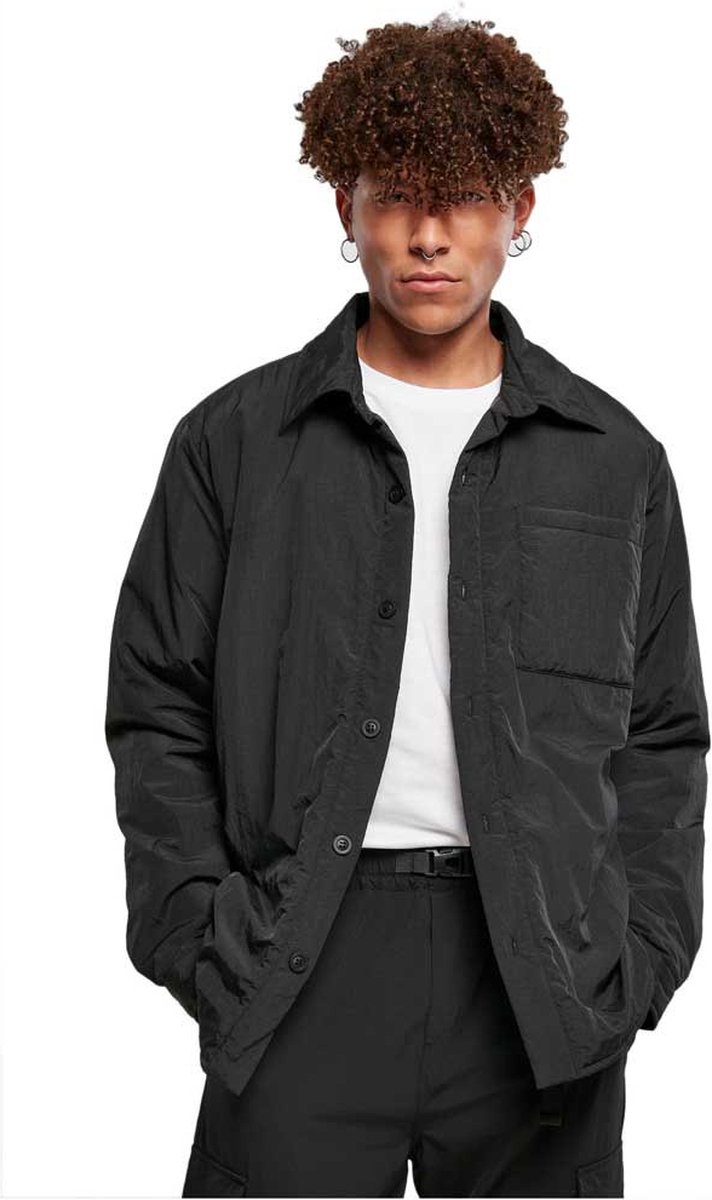 Urban Classics Padded Nylon Shirt Jacket S Zwart