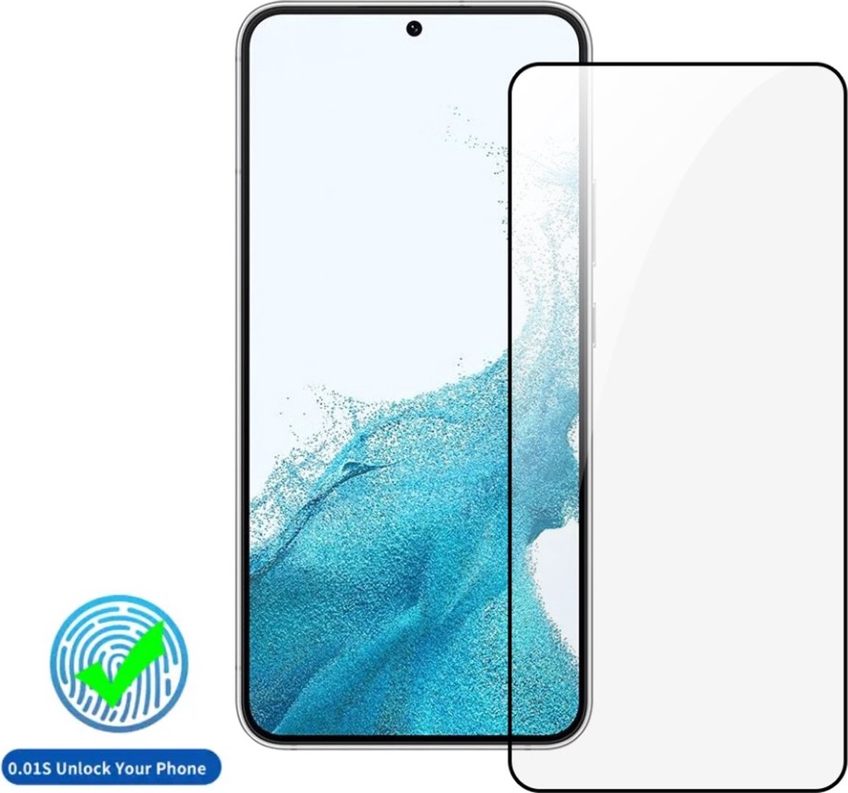 Screenprotector geschikt voor Samsung S22 Plus - Vingerscan Fingerprint Compatible Beschermglas Tempered Glass - Samsung Galaxy S22Plus Screen Protector Full Cover - Voor gebruik met Vingerscan