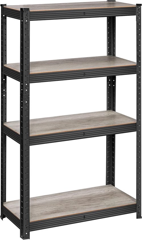 Étagère sur pied bibliothèque étagère de rangement 4 étagères réglables 40 x 80 x 160 cm jusqu'à 520 kg capacité de charge pour cuisine salon gris-noir