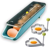 Eiercontainer voor de koelkast Stapelbare eierdoos - Automatisch scrollende eiercontainer met verse markering Plastic eierhouder Eieropbergdoos met 2 gebakken eivormpjes voor de keuken