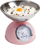 Bol.com Bestron analooge Keukenweegschaal met afneembare kom & 5kg capaciteit retro design kleur: roze aanbieding