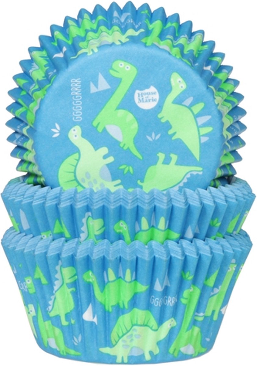 House of Marie Cupcake vormpjes - Dinosaurus - 50x33mm - 50 stuks