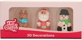 FunCakes Suikerdecoratie - 3D Kerstfiguren - 3 Stuks - Eetbare Taartdecoratie