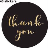 CHPN - Stickers - 40 stuks - Thank you stickers - Zwart/Goud - 25mm - Bedankt - Bedankje - Thank you - Ronde stickers