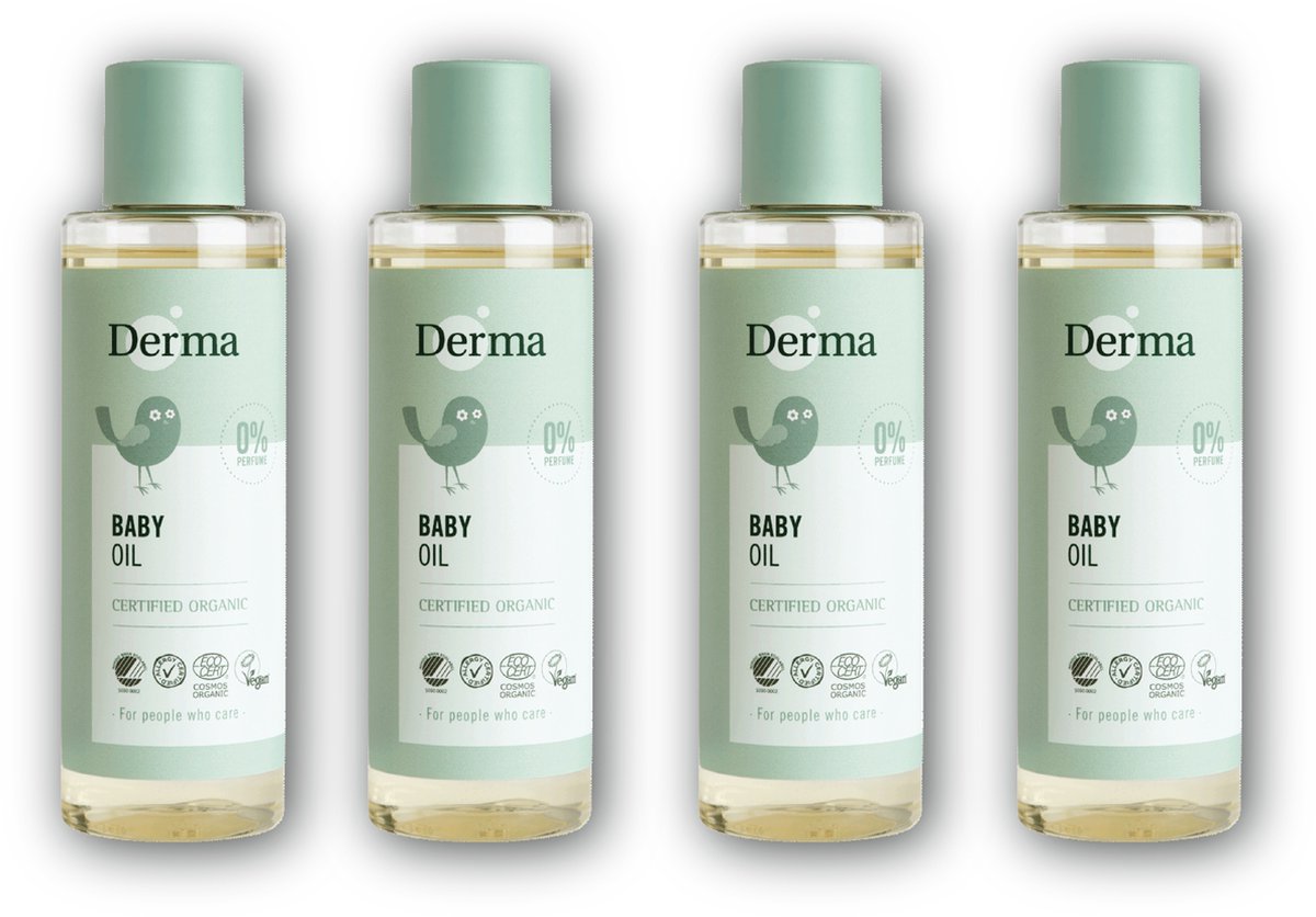Goedkoopste Derma Eco Baby pakket - 4 x Babyolie 150 ml - Sterk Hydraterend - Hypoallergeen - Eco-Friendly - Vegan