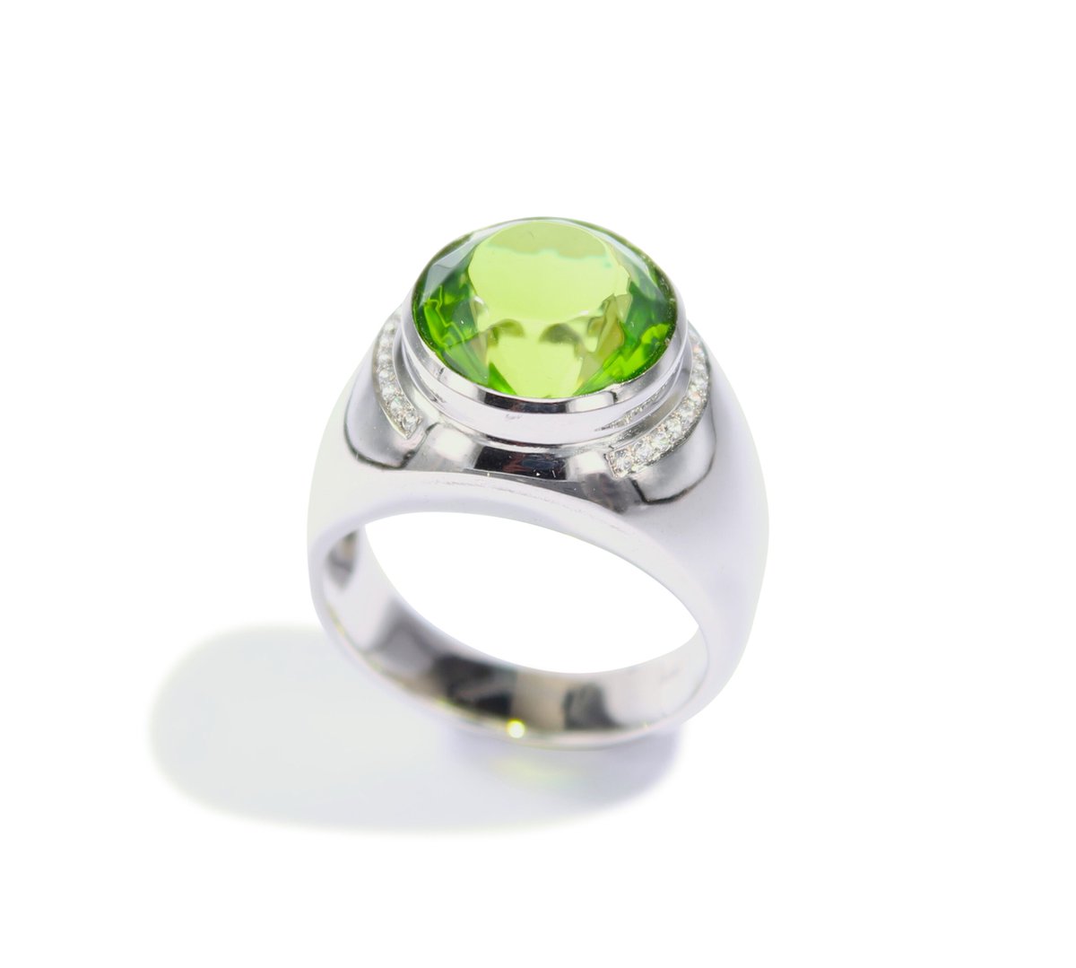 Brigada zilveren sterling 925 ring met groene barnsteen-amber en spinel - maat 18
