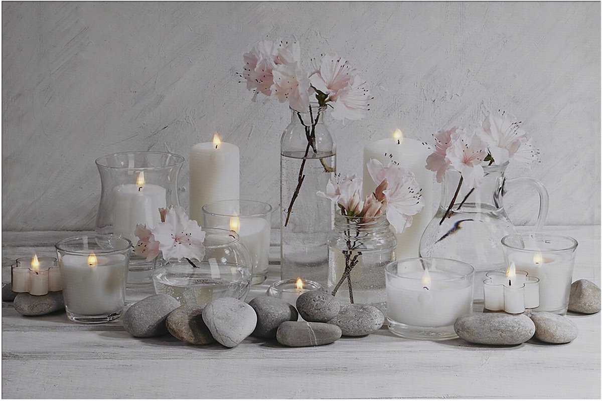 Art for the Home Rustgevende Kaarsen LED canvas 60x90 cm