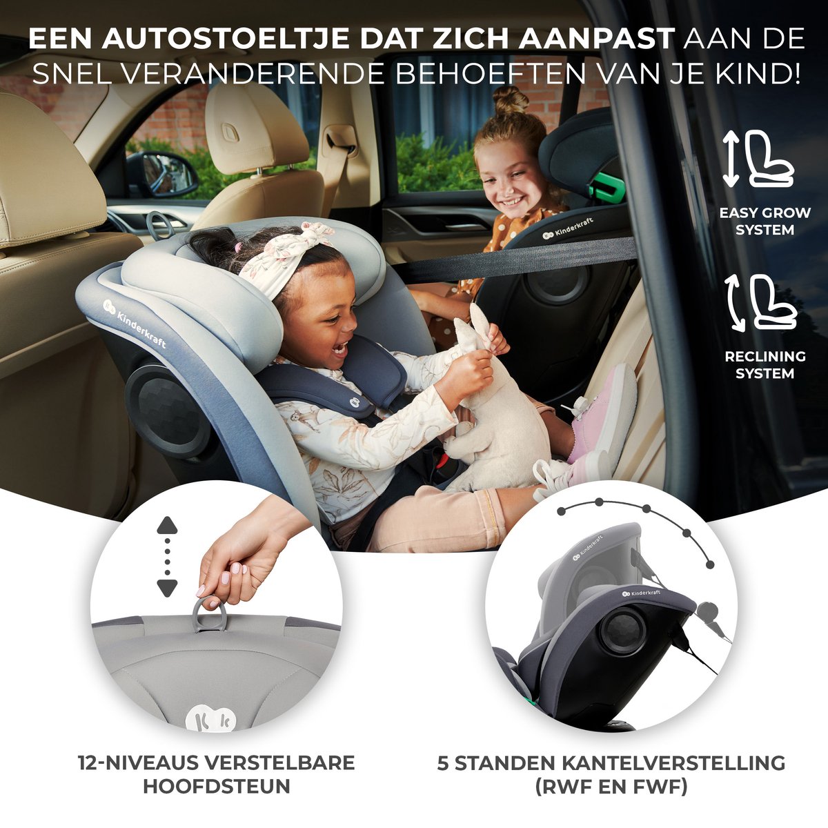 Kinderkraft I-GROW: Roterende Autostoel 40-150 cm met Isofix thumbnail 4