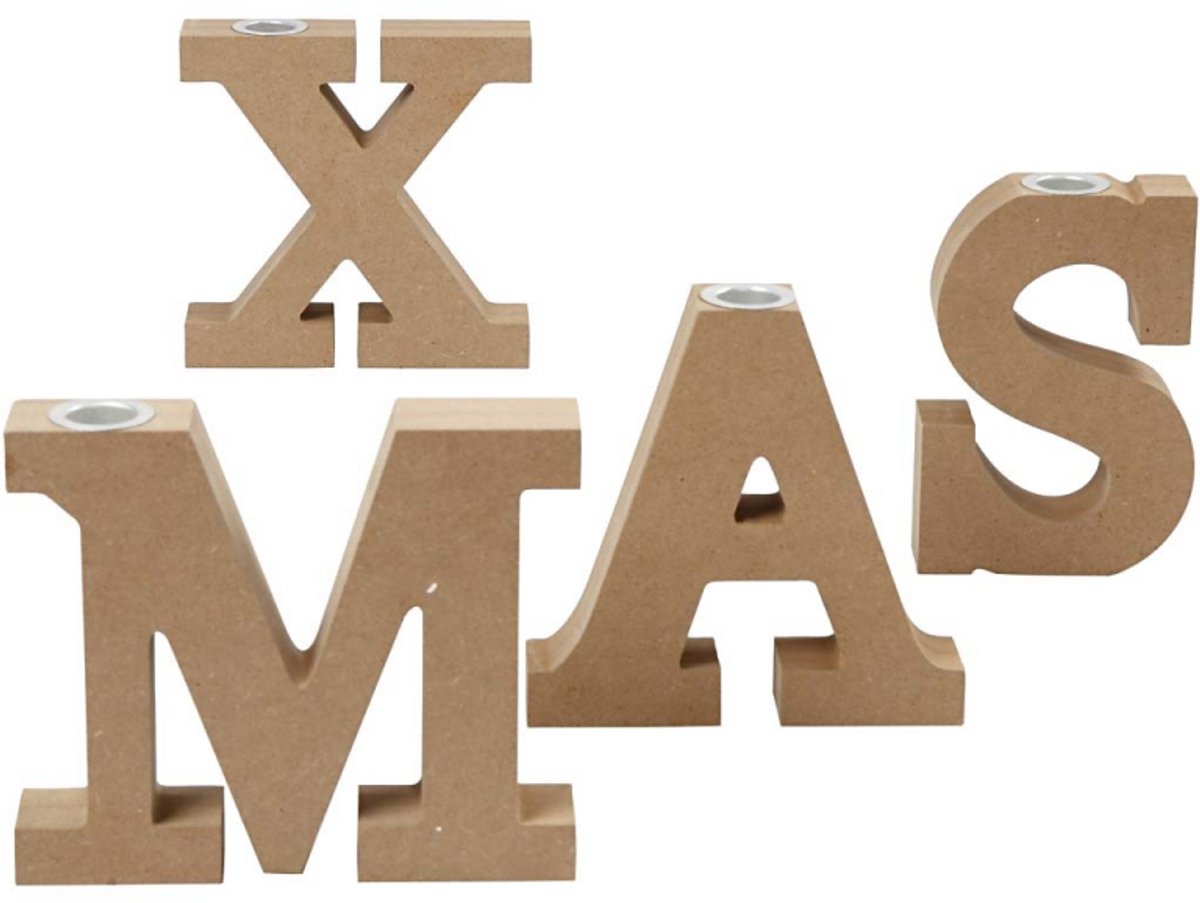 Kandelaar, h: 14,5 cm, X-MAS, 4 assorti