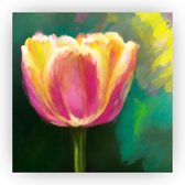 Tulp schilderij - Schilderij tulp - Schilderij modern - Tulpen decoratie - Canvas tulp - Schilderijen canvas - 30 x 30 cm 18mm