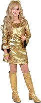 Magic By Freddy's - Jaren 20 Danseressen Kostuum - Goldy Dance Glitter - Meisje - Goud - Maat 128 - Carnavalskleding - Verkleedkleding