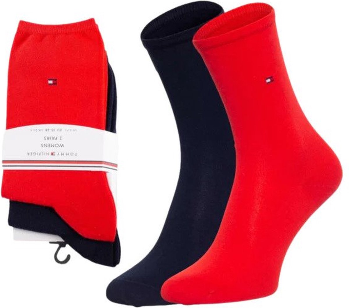 Tommy Hilfiger damessokken Casual (2 - pack) - uni katoen - Tommy rood en blauw — afbeelding 8