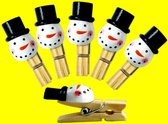 miniwasknijpers sneeuwpop sneeuwmannetje (6 stuks)