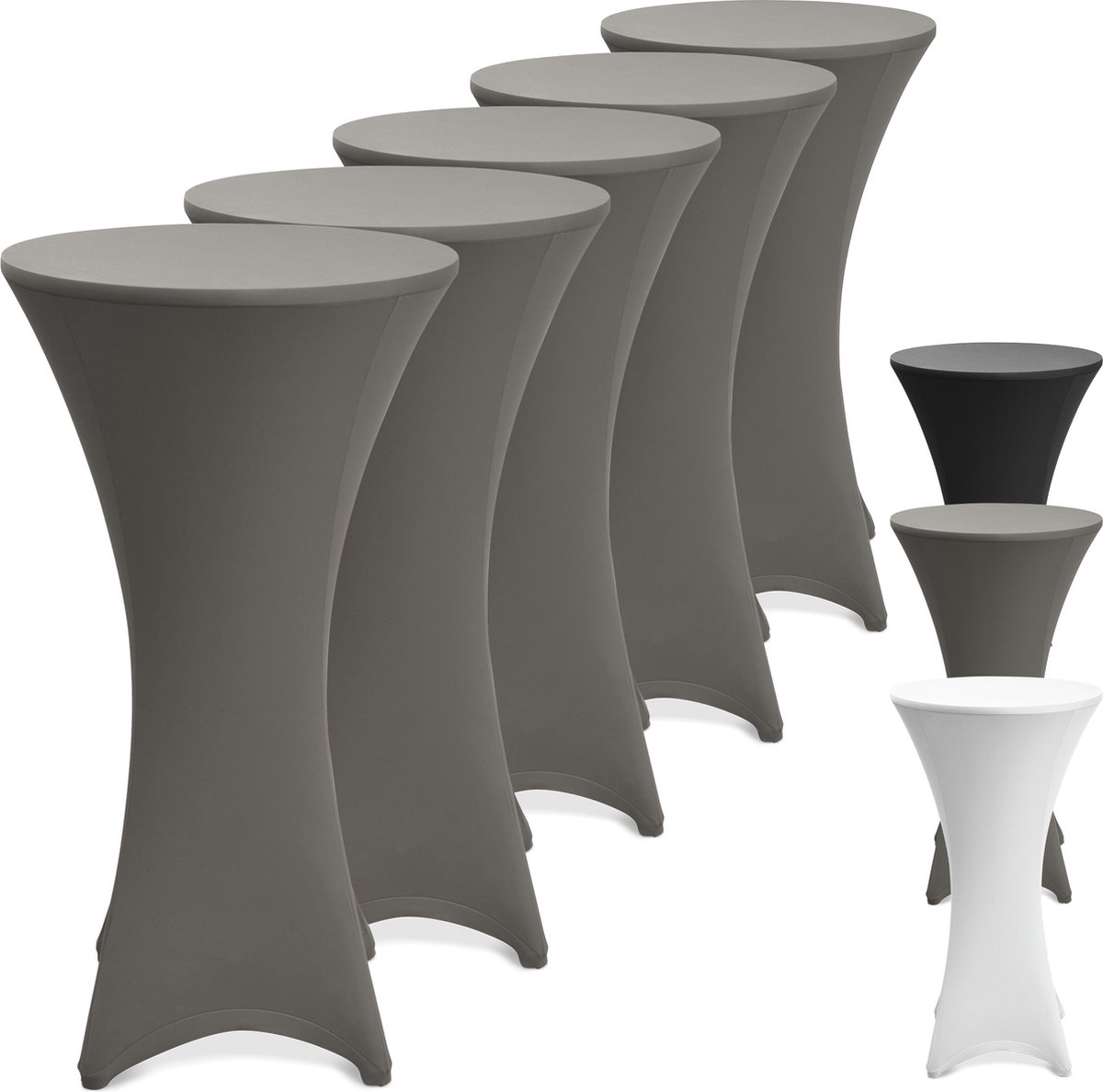 Beautissu Statafelhoes Stella Ø 80 cm statafelrok voor statafel – feest decoratie geschikt voor horeca – feestversiering stretch voor elk tafel – set van 5 antraciet