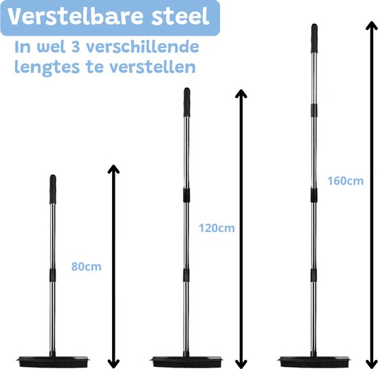 2 in 1 Rubberen bezem - Extra lang 160cm - Bezem binnen & buiten - Vloerwisser met steel - Vloertrekker - Veger — afbeelding 4