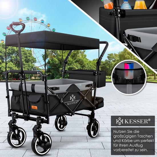 KESSER® Bolderkar GTS-9100 opvouwbaar met Dak tot 80 kg draagvermogen - Zwart / Grijs van KESSER — afbeelding 5