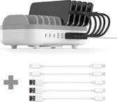Cazy Station d'accueil de charge Smart 120 W avec 10 ports - USB/USB-C + 3x Câble USB-A vers USB-C - 20 cm + 2x Câble USB-C vers Lightning - 20 cm - Wit