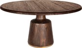PTMD Aimen Brown mango wood dining table round gold leg
