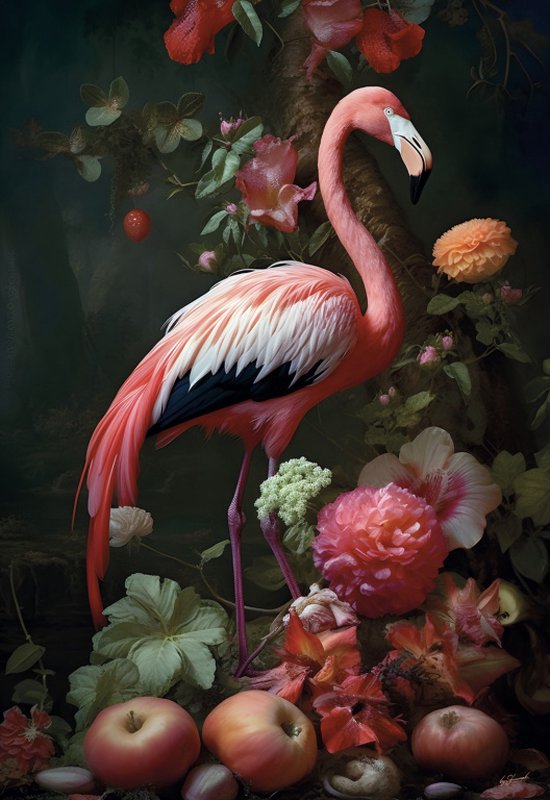 Glasschilderij 80x120x0.4 Flamingo