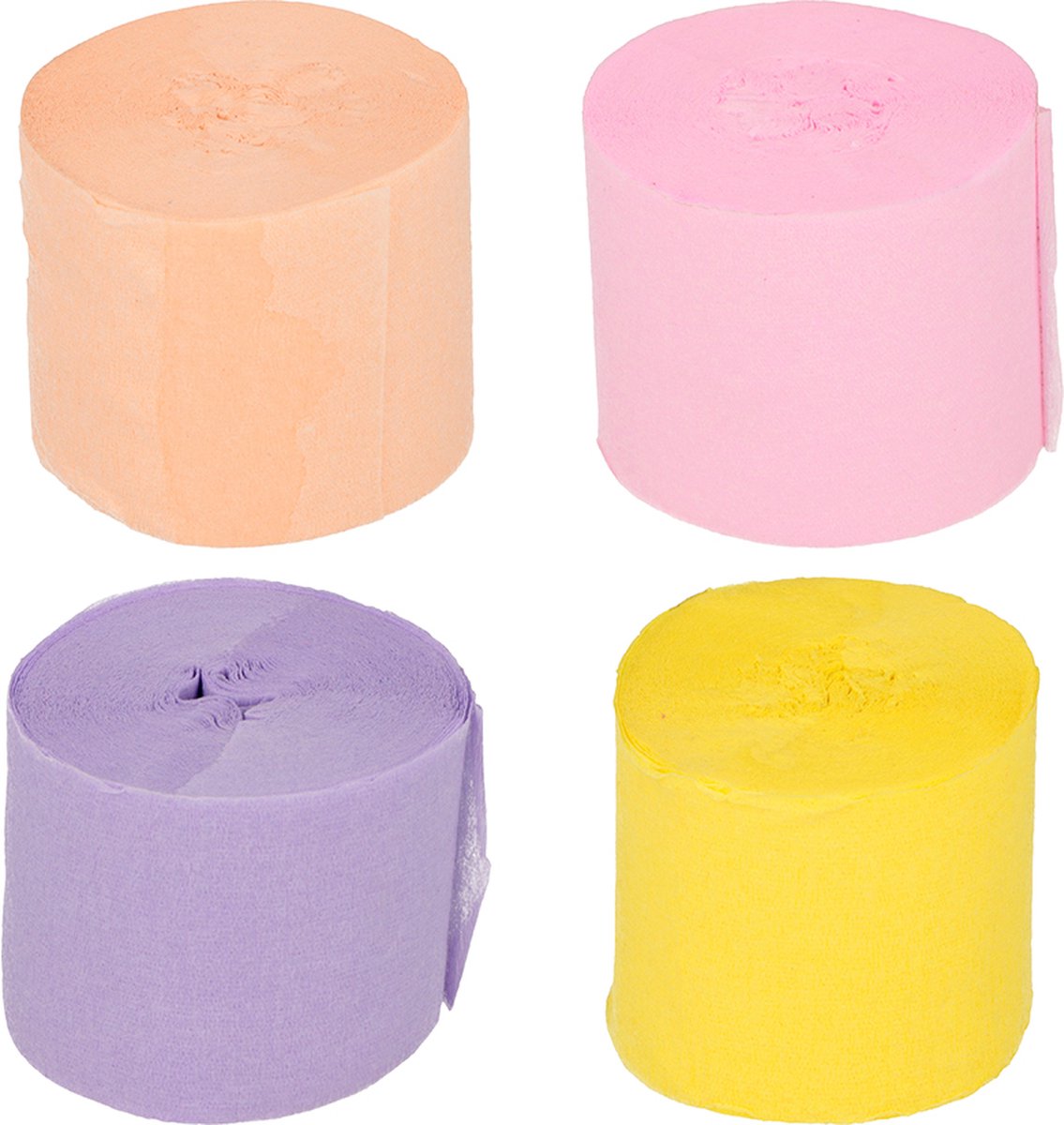 FINE CREPE PAPER 3,5CMX10M 4PCS PINK YELLOW PURPLE