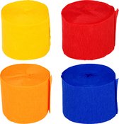 FINE CREPE PAPER 3,5CMX10M 4PC ORANGE YELLOW RED