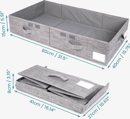 Belle Vous 2 Pak Vouwbare Kast Organizer Opslag Dozen met Stalen Frames - Katoenen Manden met Doorzichtige Belle Vous 2 Pak Vouwbare Kast Organizer Opslag Dozen met Stalen Frames - Katoenen Manden met Doorzichtige