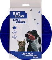 Eat Slow Live Longer Likmat Cirkel – Ø21 cm – Snuffelmat – Anti-schrok Mat – Slowfeeder – Afleiding – Honden en Katten - 100% Siliconen – Vaatwasserbestendig – Blauw