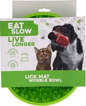 Eat Slow Live Longer Likmat Wiebelkom Pootafdrukken - 17 cm - Snuffelmat - Anti-schrok Kom - Slowfeeder – Afleiding – Belonen - Honden en Katten – voor Lekkernij - 100% Siliconen - Vaatwasserbestendig – Groen