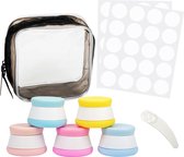 Belle Vous 5 Pak Siliconen Cosmetica Reiscontainers & Opslag Zak - 20 ml BPA Vrij Lekvrij Sample Potten/Flesjes met Deksels - TSA Bevestigde Potten voor Make-up, Toiletspullen, Lotion & Crème