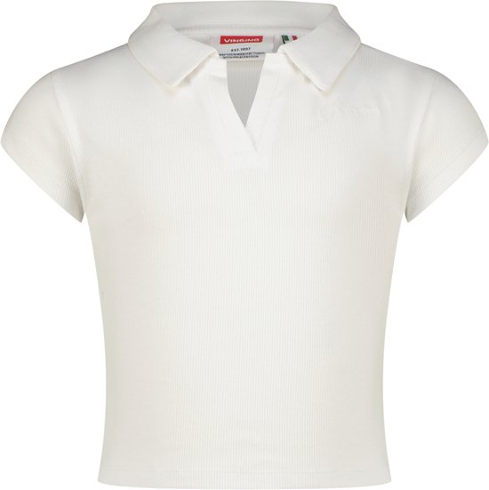 Vingino Top G-basic-crop rib polo Meisjes Poloshirt - Real White - Maat 116
