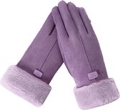 Dames handschoenen extra zacht met wollen binnen voering paars violet