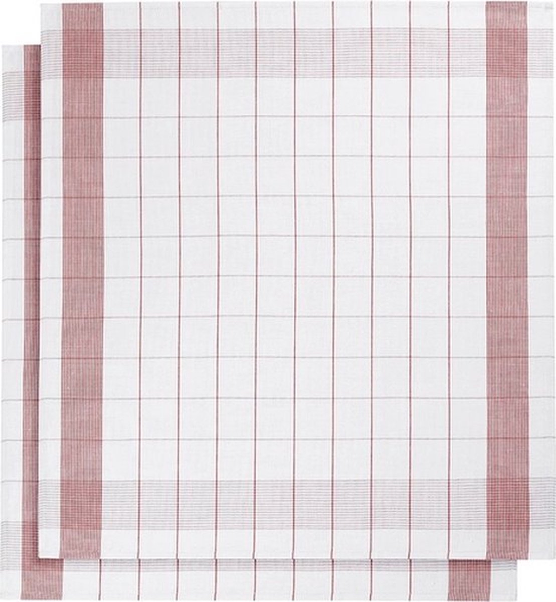 set van 6 keukenhanddoeken - De Witte Lietaer - kleur wit/rood