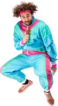 Original Replicas - Jaren 80 & 90 Kostuum - 80s Retro Trainingspak Manic Mark Kostuum - Blauw, Groen, Roze, Multicolor - 4XL - Carnavalskleding - Verkleedkleding
