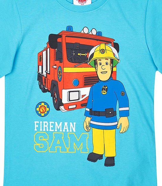 Brandweerman-Sam-T-shirt-met-korte-mouw-turquoise-maat-104 | bol.com