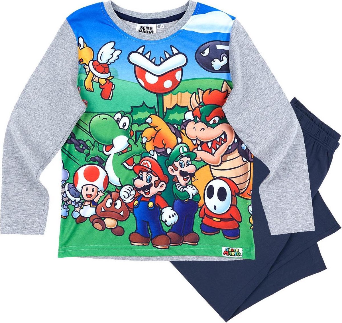 Super Mario Bros Pyjama - grijs - Maat 128 | bol.com